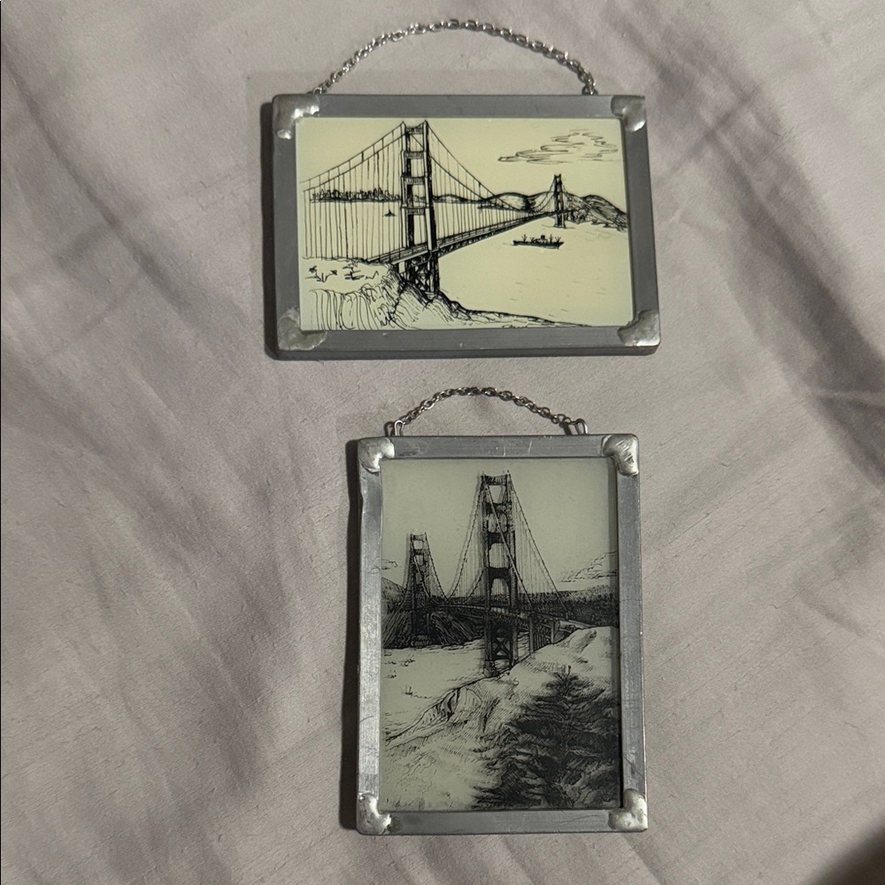 Silver Framed Bridge Sketch Wall Accents